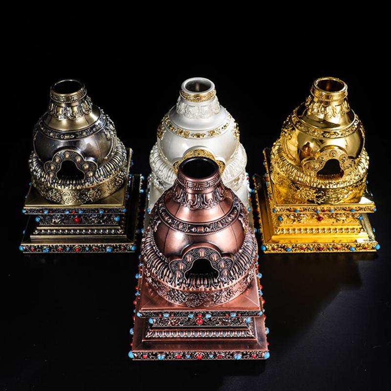 Bruciatore di Incenso Multifunzionale Lega Incisa Grande Dimensione Stupa Fornello per Aromaterapia Forno per Fumo da Meditazione Altari Decorativo