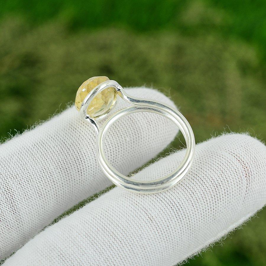 Ofertă Ziua Surorilor Inel Statement cu Citrin Natural Argint 925 Pietre Multiple Mărimea 8