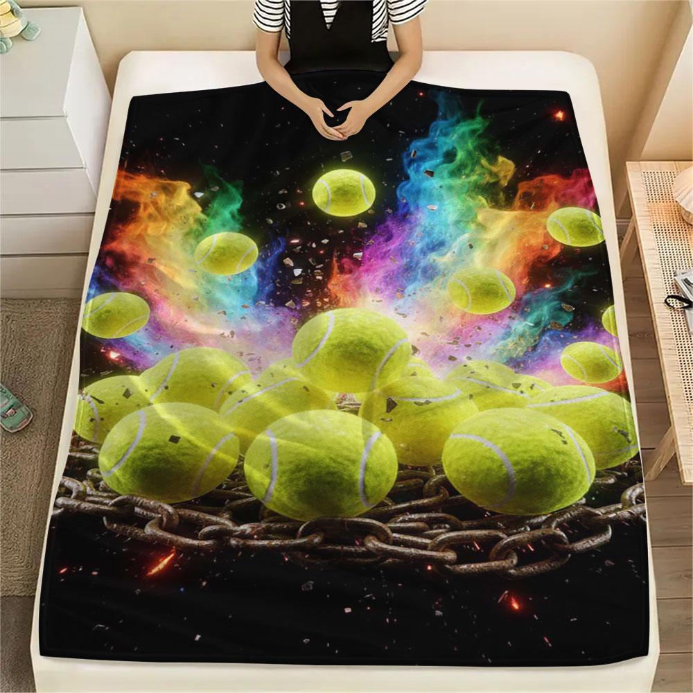 1Pc Fireball Print Flannel Blanket, High quality Comfortable for All Seasons, Home Decor, Warmth and Comfort, Perfect for Christmas Gifts