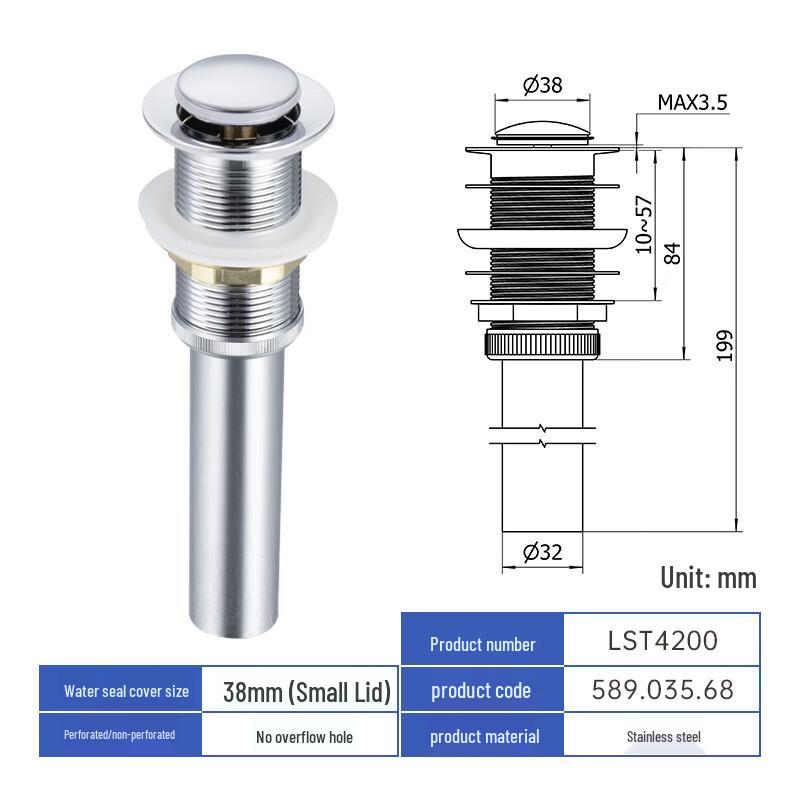 Lantuan Stainless Steel Pop-up Basin Drain