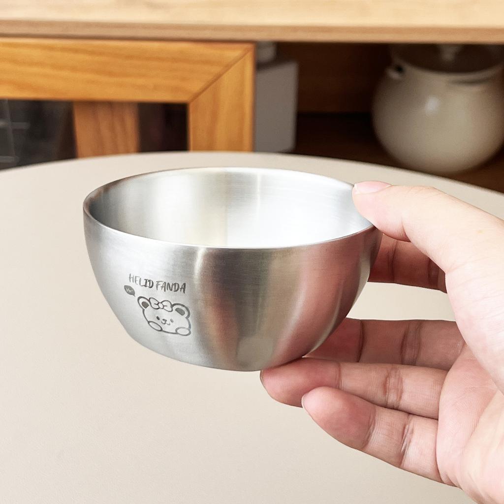 304 Stainless Steel Rice Bowl Anti scalding Kid Bowl Double Layer Soup Bowl Thickened Food Container Kitchen Tableware