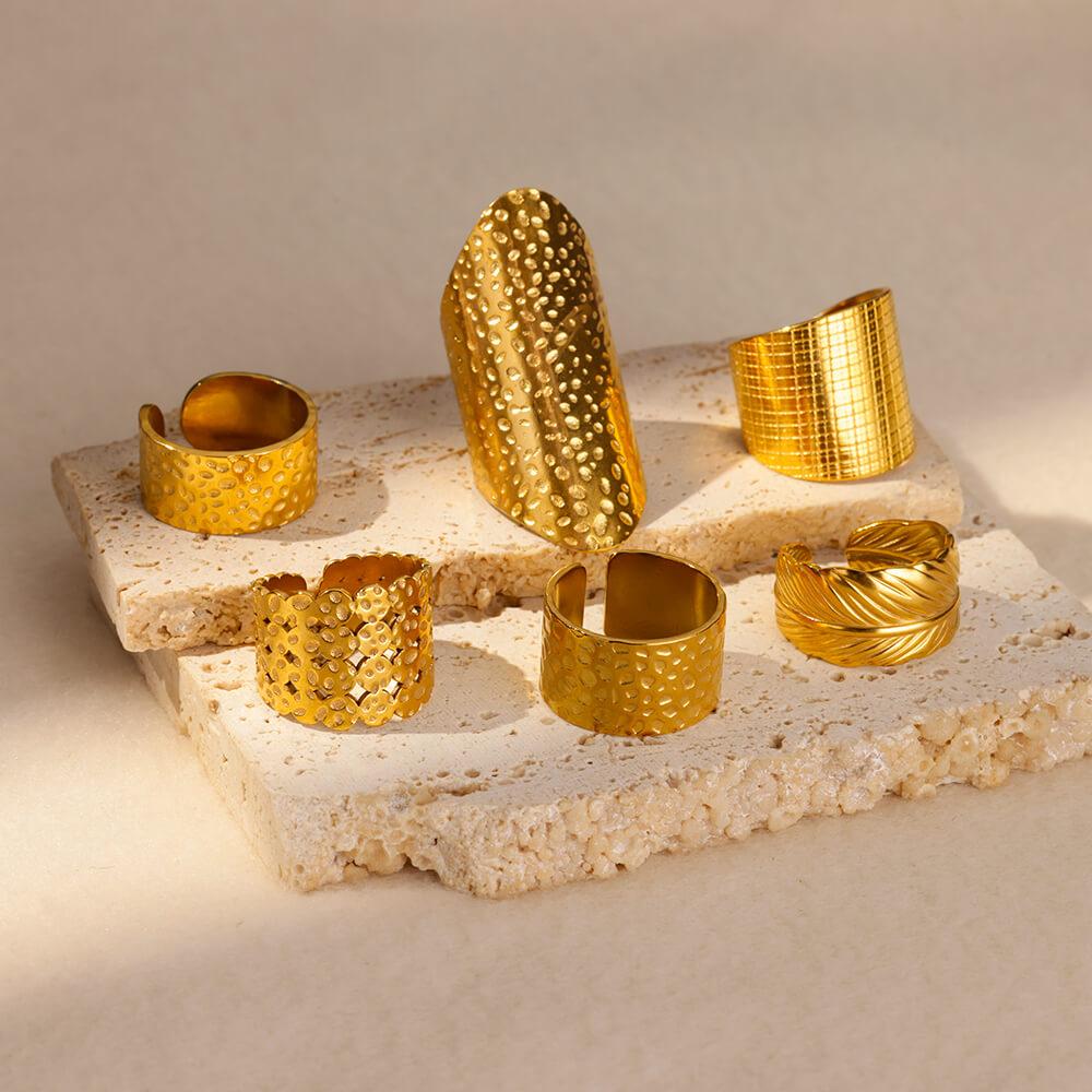 Stainless Steel Rings for Women Gold Color Star Open Ring Fashion Charm Zircon Waterproof Wedding Accessories Birthday Gifts