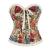 French Fishbone Corset Lace Printed Corset Tube Top for Women Fish Palace Corset Fishbone Shapewear for Outer Wear