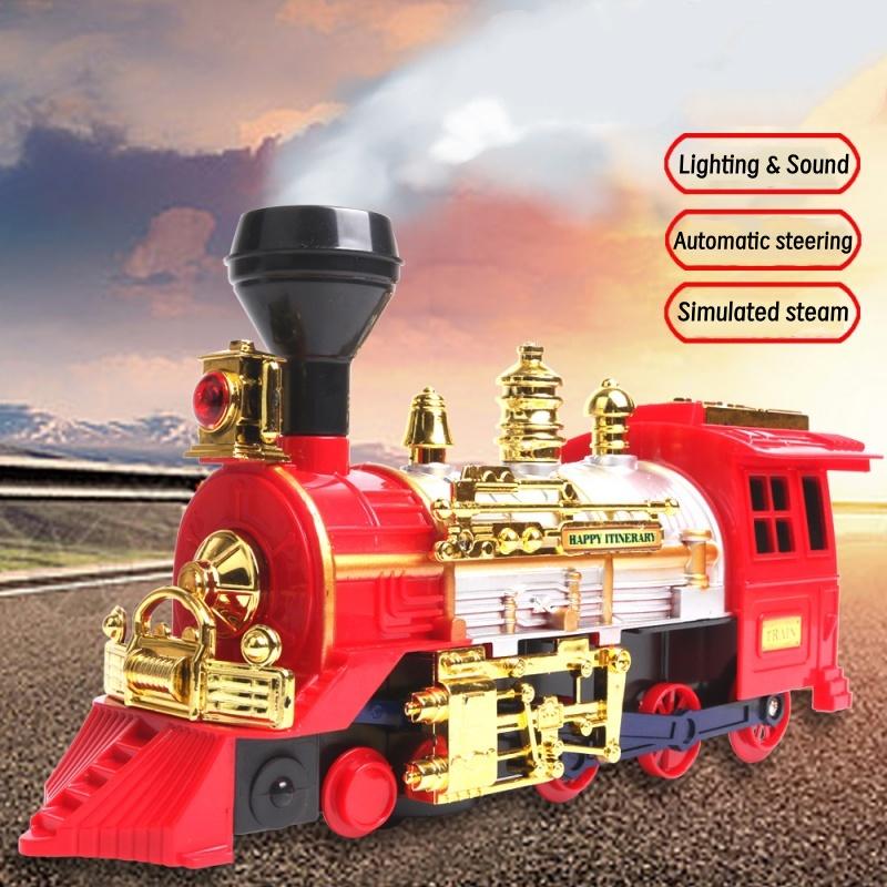 Train Plaything For Toddlers Electric Steam Locomotive With Smoke, Light & Sound, Toddler Plaything Trucks Ideal Present For Kids