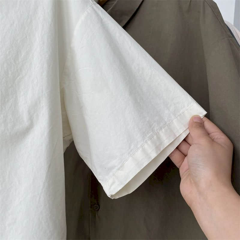 Shirts Women Vintage Short Sleeve Polo Neck Casual Summer Single Breasted Korean Style One Piece Blouse Women