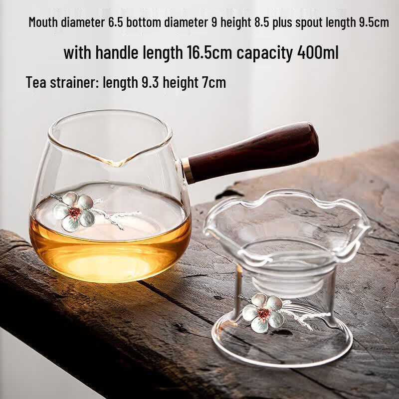 Qiwei Glass Gongdao Cup with Side Wooden Handle