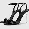 Sexy Black Heels Women Summer Open Toe Round Toe Designer Sandals Luxury Banquet Elegant Naked Strap Party Pumps Sandalias Mujer