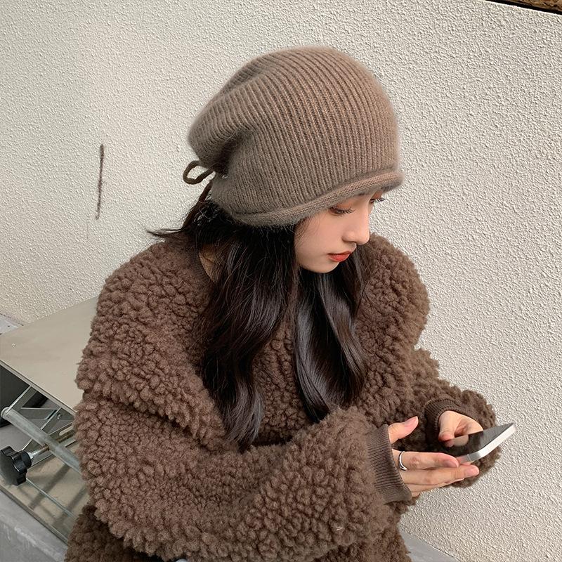 

2025 winter new metal standard stacking hat versatile fairy wind pullover hat warm face small wool hat M（56-58cm）