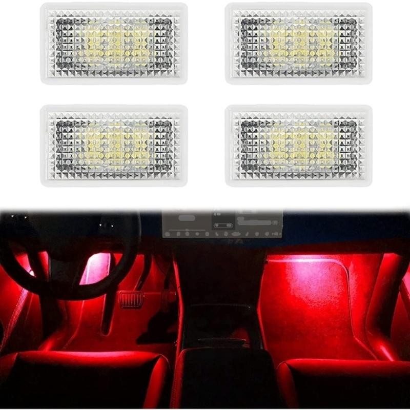 Trunk and Door Light Replacement Set, 4 LED Cabin Lamps for Footwell Courtesy and Front Trunk Lighting Use in Vehicles