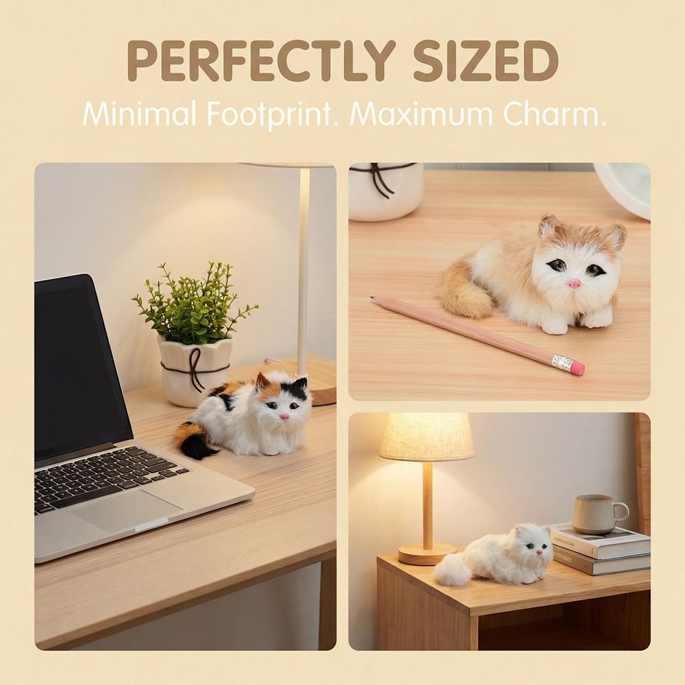 Cartoon Simulation Cat Doll Cozy Fluffy Desktop Decoration Realistic Kitten Decoration  Collectible
