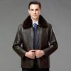 Autumn and winter middle-aged sheep fur all-in-one leather jacket men's velvet leather casual jacket dad wear