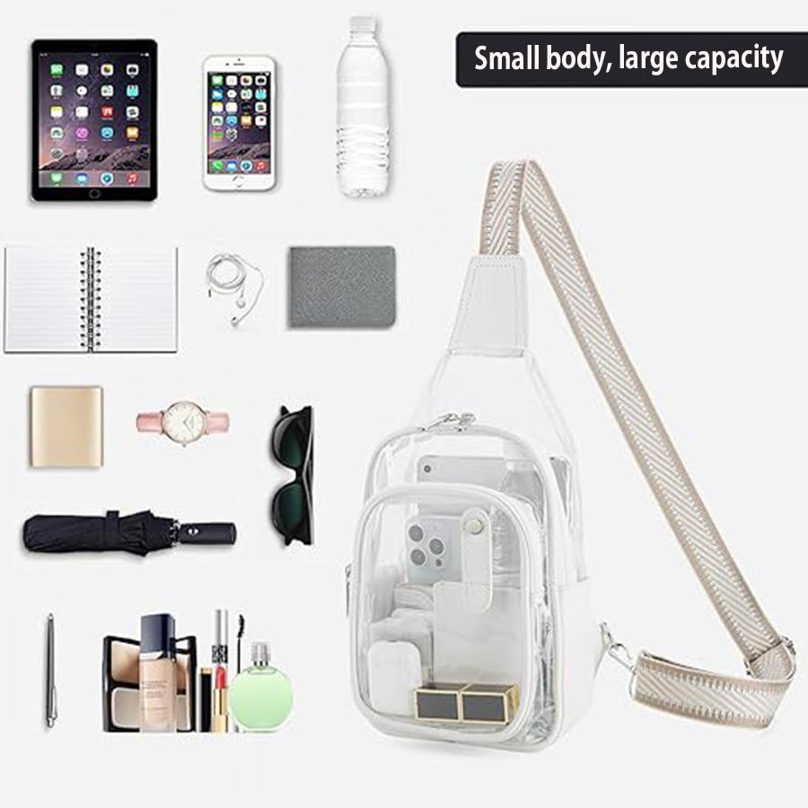 Transparent PVC Sling Bag, Trendy Jelly Crossbody Bag, Waterproof Chest Bag For Travel Beach Concert Event