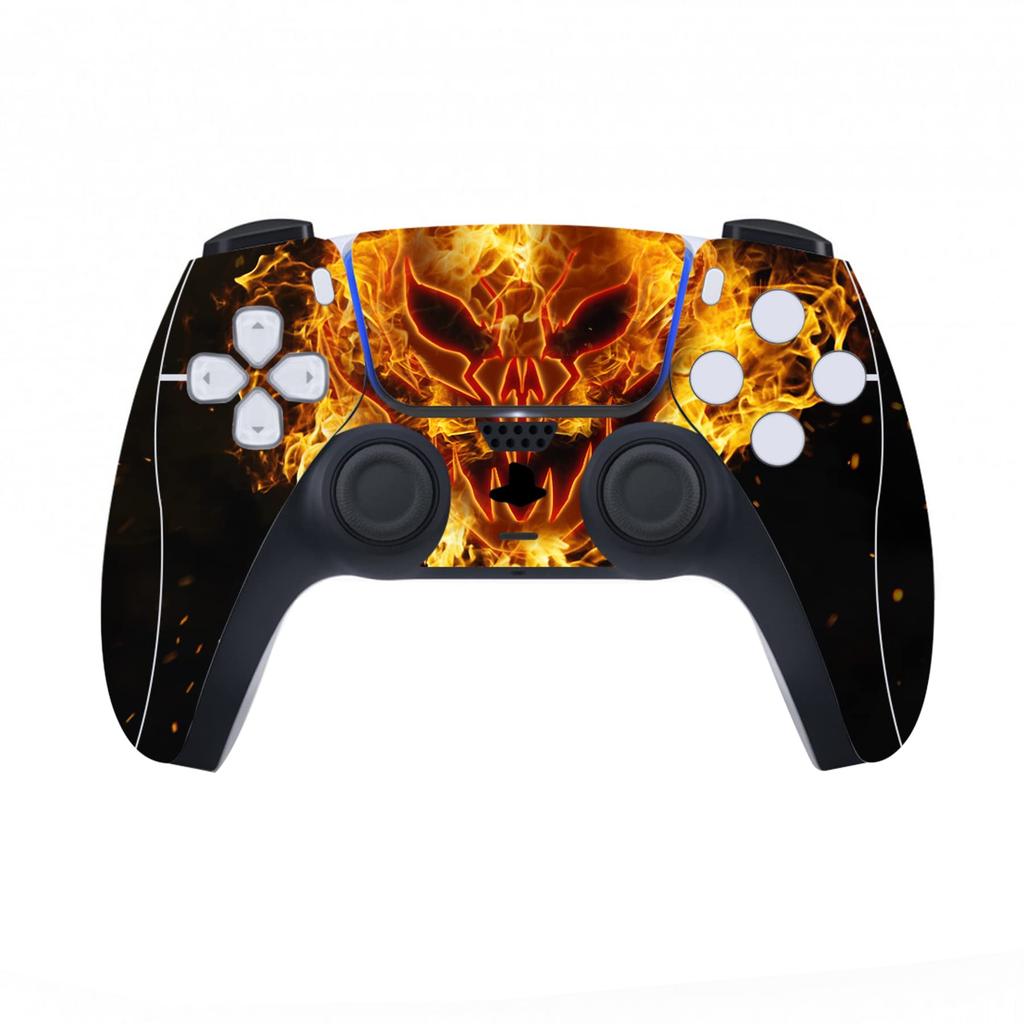 PlayVital PS5 Disc Edition Konsolen-Aufkleber, PS5-Aufkleber für PS5-Controller, Ladestationen, Headsets und Medienfernbedienungen [Feuerdämonen]