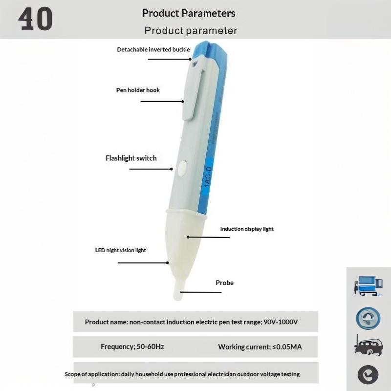 Non Contact AC Voltage Tester Pen 90-1000V Induction Detector Pocket Size for Home Outlet Wiring Inspection