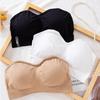 Plus Size Non-slip Silicone Gathered Off-shoulder Bra for Women Cross-border Underwear Strapless Tube Top Without Steel Ring