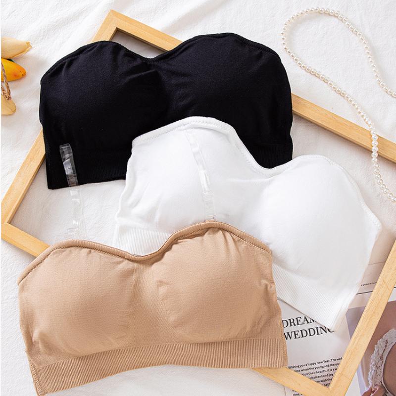 Plus Size Non-slip Silicone Gathered Off-shoulder Bra for Women Cross-border Underwear Strapless Tube Top Without Steel Ring
