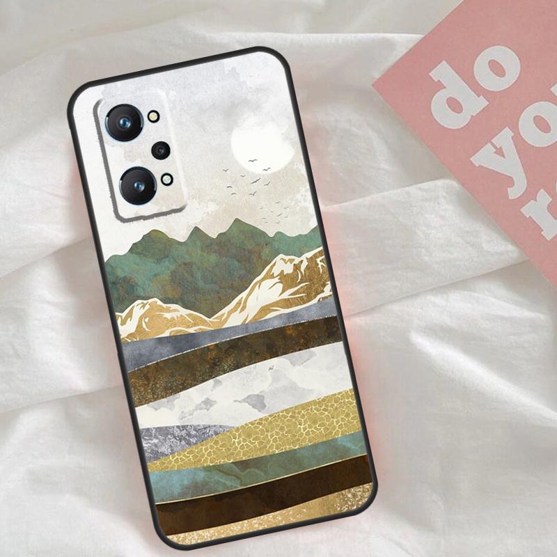 Gold Landscape Painting Case For Realme C51 C75 C63 C61 C55 C53 C35 C65 C67 C71 15 11 12 13 14 Pro Plus GT6 GT7 Pro