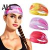 Soft Elastic Hair Tie Athletic Headband, Tie-Dye Gradient Sports Anti-Slip Breathable Sweat-Wicking Workout Hairband Fabric Band for Running