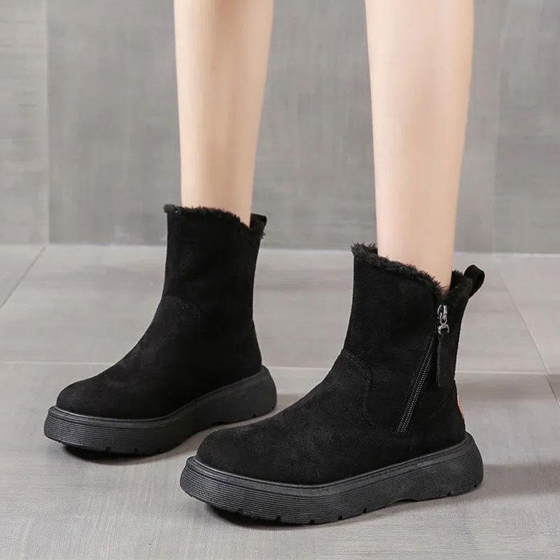 Schneestiefel Damen neue Wintermode Fellintegrierte warme gefütterte verdickte Stiefel rutschfeste Baumwollschuhe