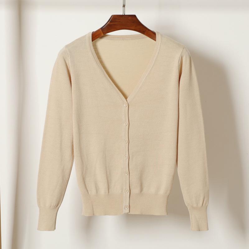 Spring Autumn Loose Outside Sweaters Cardigan Sweater Women's Short Long-sleeved Thin Coat