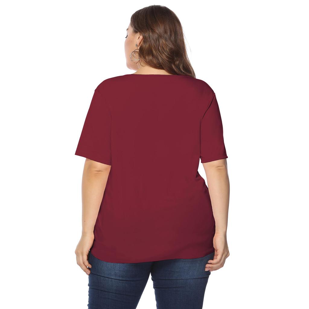 Dámské jednobarevné tričko s krátkým rukávem a kulatým výstřihem, s vlnitým lemem a burnout efektem, nadměrná velikost