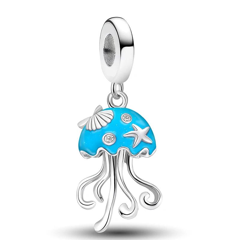Copper Metal Eye Butterfly Elephant Blue Series Charm Bead Components Bead Components Compatible With Authentic Original Pan Bracelet High Quality