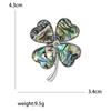 St. Patrick's Day Luxury Shell Four Leaf Clover Brooches for Women Plant Pins Keychain Event Party New Gifts Jewelry Accessories