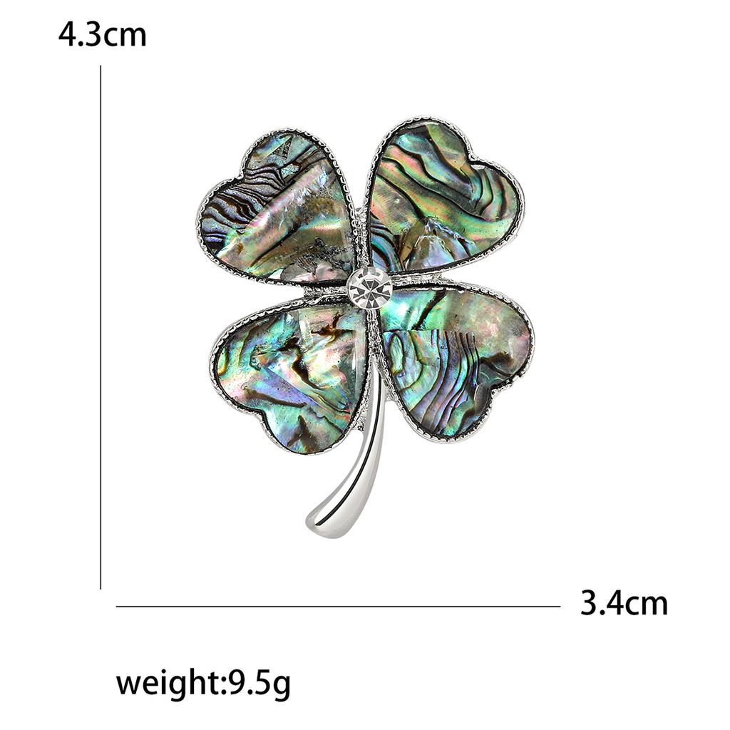 St. Patrick's Day Luxury Shell Four Leaf Clover Brooches for Women Plant Pins Keychain Event Party New Gifts Jewelry Accessories