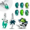 Climbing Frog Lotus Leaf Bead Components Copper Metal Charm Bead Component Green Enamel Craft Cute Animal Compatible With Women's Authentic Original