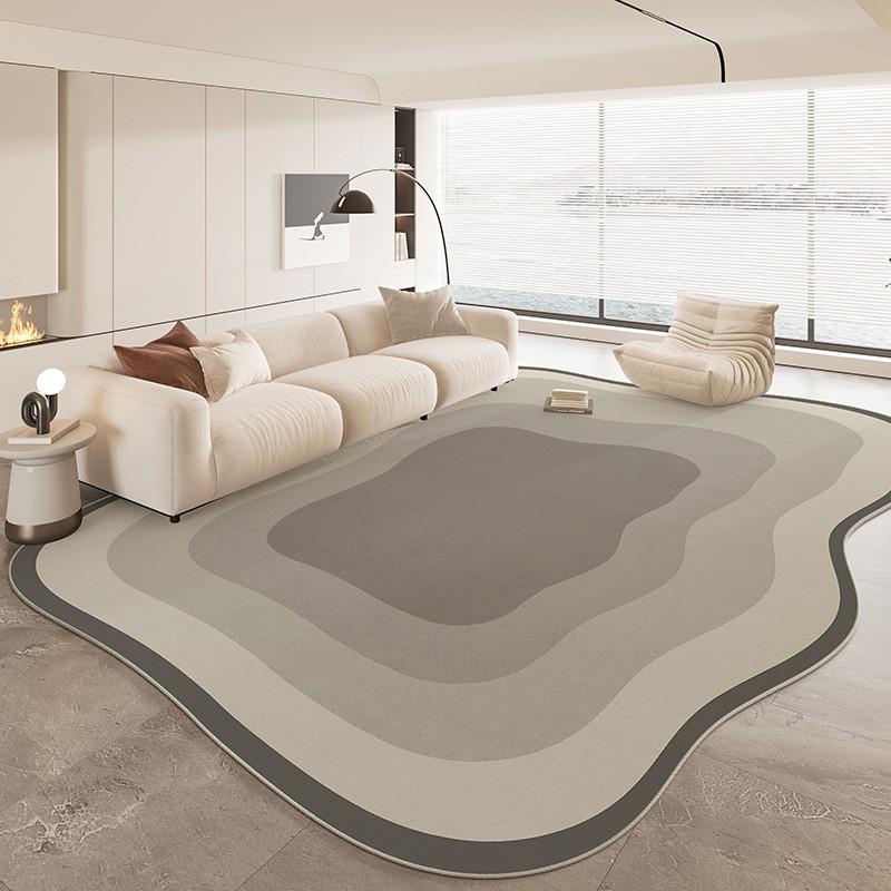 Modern Abstract Irregular Shape Area Rug Living Room Bedroom Non-Slip Washable Floor Mat Minimalist Cream Style