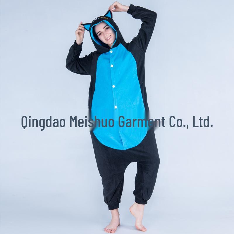 Růžové Modré Zvířecí Kreslené Fleecové Onesie Pyžamo pro Páry - Podzimní/Zimní Kolekce