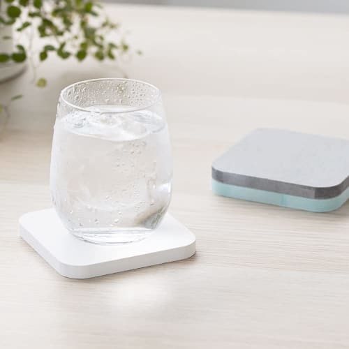 &NE Lava Stone Coaster, Square, LavaStone, White, 1 Coaster, 9cm Wide x 9cm Deep x 1cm Thick, Absorbent, Lava Stone, Asbestos-Free, Quick-Drying, Squa
