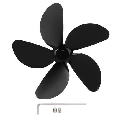 Fireplace Fan Blade Universal Aluminum Alloy 5-Blade Heat Powered Fan Accessory Black
