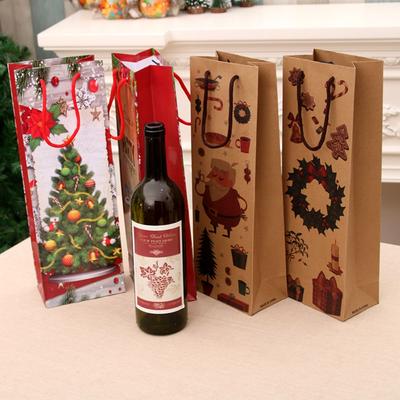 New Christmas Gift Bag Made of Kraft Paper That Can Hold Red Wine Bottles