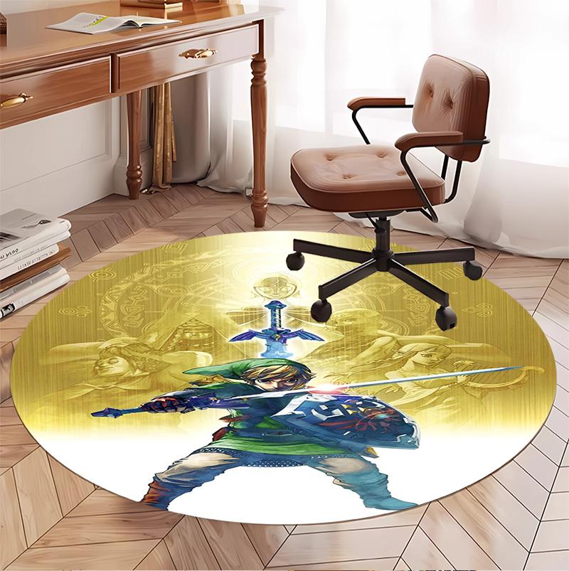Video Games Pattern Round Rug, Indoor/Outdoor Mat, for Picnic, Gameroom, Bedroom, Office, Living Room, Home Decor Carpet, Birthday Gift
