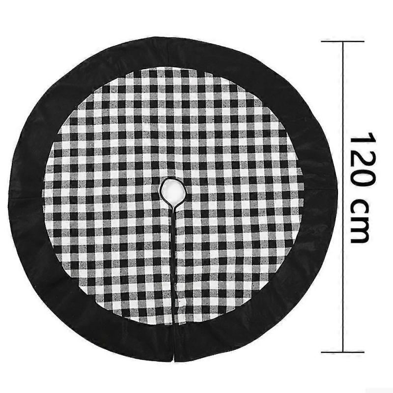1 Pc Plaid Christmas Tree Skirt - Black And Red Checked Tree Skirts Mat For Christmas Holiday Party Decorations