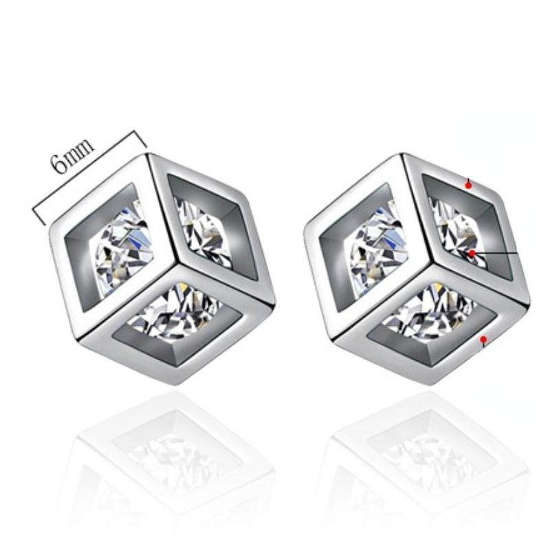 Womens Korean Fashion Elegant Anti-allergy 925 Silver Plated Mini Ear Stud Earrings Female Ear Jewelry Gifts