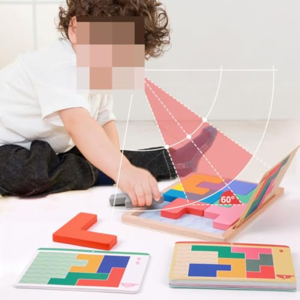 Adskwn wooden tetris puzzle game, spatial logic brain training for kids