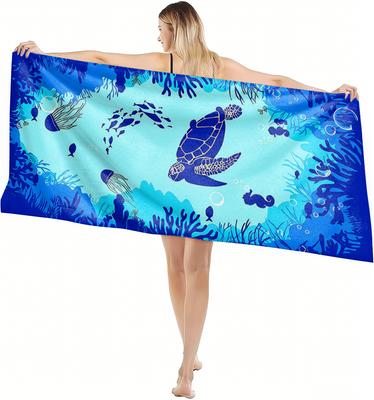 1PC Towel Azure Sea and Animals Turtule Arts for Family Friend Quick-Dry Beach Towel For Yoga Tourism Beach GYM Camping Swimming