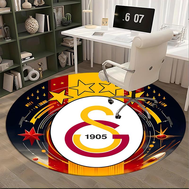 Galatasaray Logo, Fußballclub Wappen Stuhlmatte Runder Teppich Büroteppich, Rutschfest, Geeignet für Wohnzimmer, Schlafzimmer Dekoration.1205032a