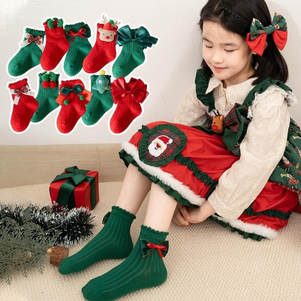 Bow Calf Sock Cotton Christmas Hosiery New Princess Socks  Kids