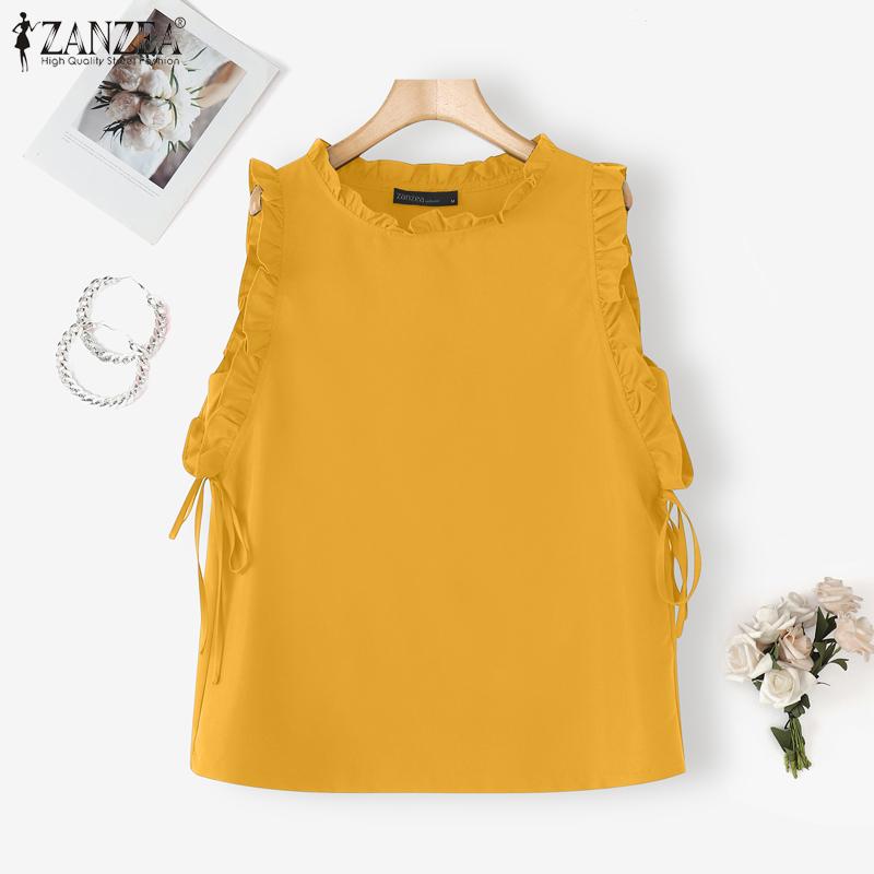 ZANZEA Women Casual Round Neck Solid Color Summer Sleeveless Tank Tops