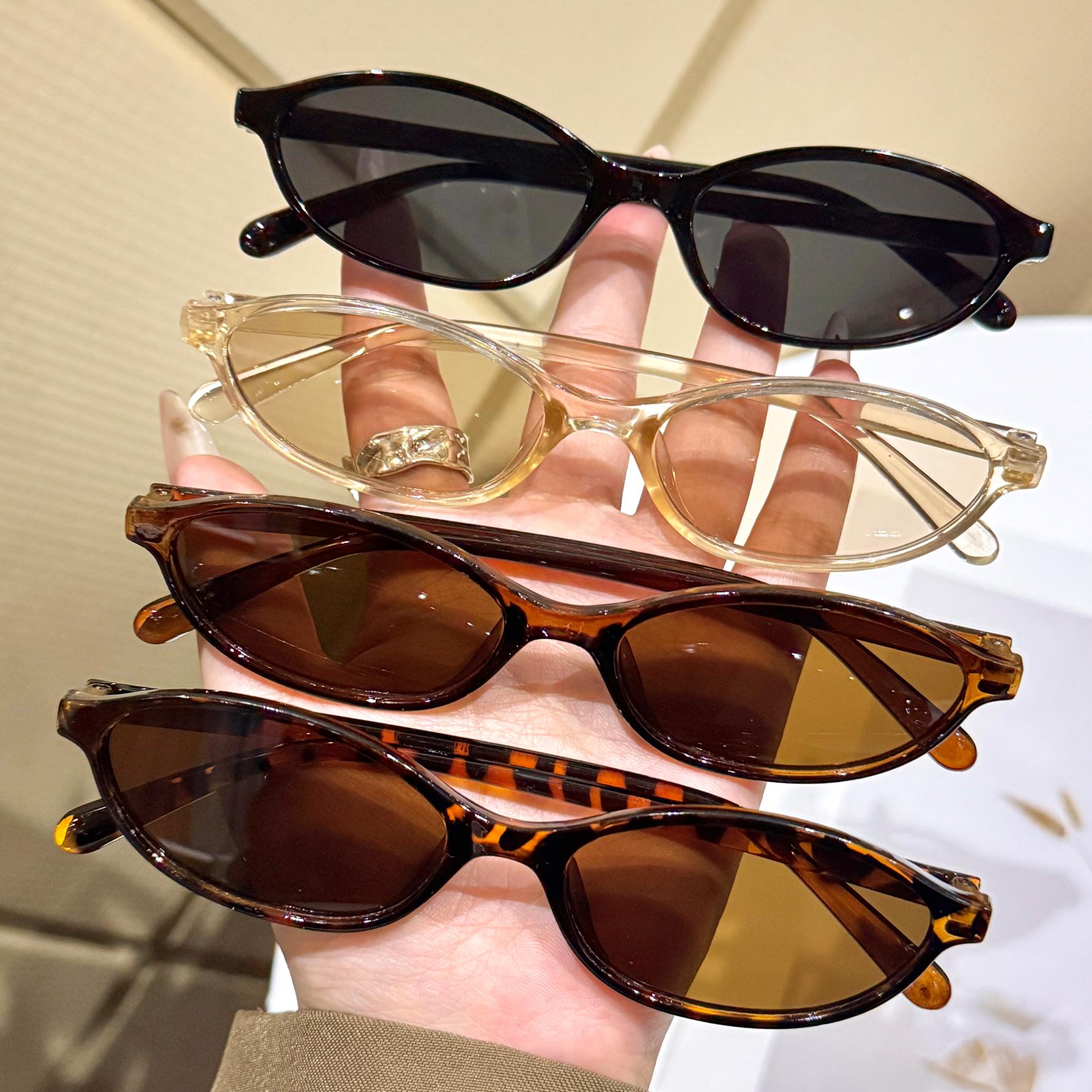 4Pcs Retro Women s Leopard Brown Sunglasses Small Frame Sunglasses Women s Punk Oval Glasses Sunshade