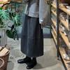 Dark Grey Woolen A-line High Waist Long Skirt for Women, Slimming Bubble Bud Design - Autumn/Winter 2025 Collection.