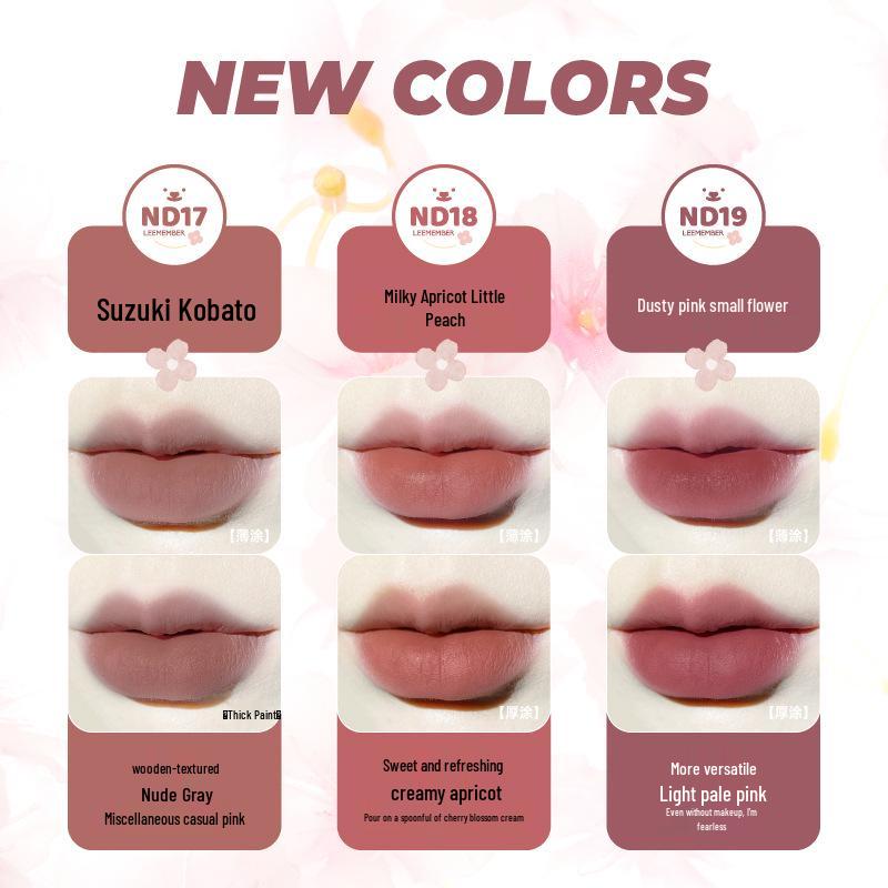 LEEMEMBER Laimeng Water Essence Lip Gloss Matte Chocolate Jelly Lipstick.