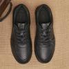 Trendy Leather Black Sneakers for Men's Casual Leather Shoes Height Increasing Thick Soled Small Black Shoes Low Top Casual Sneakers