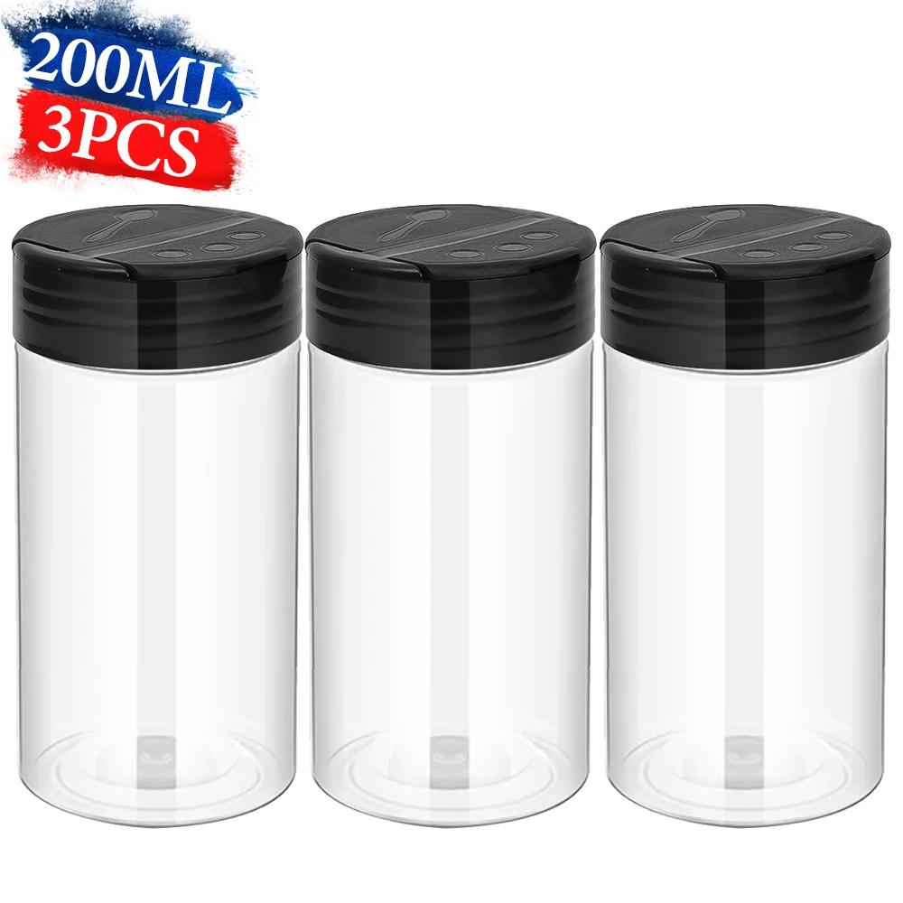 Transparent Seasoning Jars with Shaker Lids Salt Pepper Shaker Bottles Spices Condiment Storage Boxes Powder Storage Container