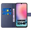 Coque intégrale pour samsung galaxy a24 protection en cuir pu bleu marine