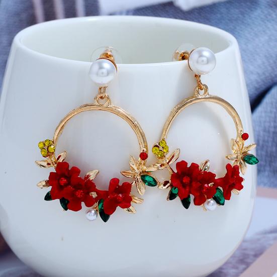 1 Pair Pendant Earrings Faux Pearl Dress Up Colorfast Girl Flower Pendant Earrings for Girlfriends