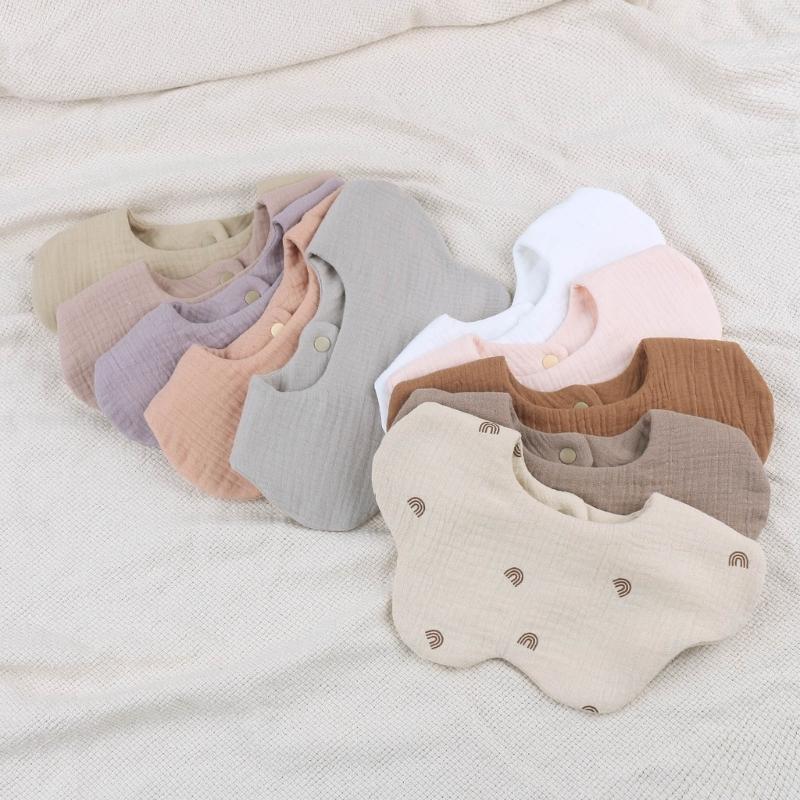 2PCS Baby Drooling Bib Burp Cloth for 0-24 Months Infants Cotton Saliva Towel Unisex Breathable Baby Bibs for Newborn